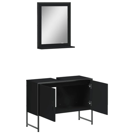 2 Piece Bathroom Cabinet Set Engineered Wood