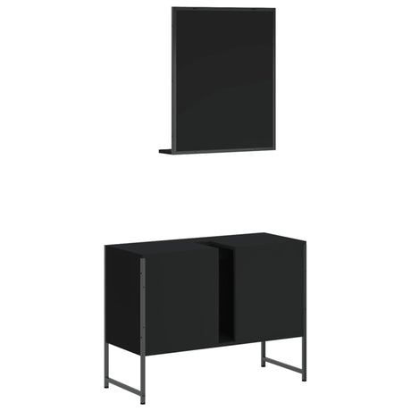 2 Piece Bathroom Cabinet Set Engineered Wood