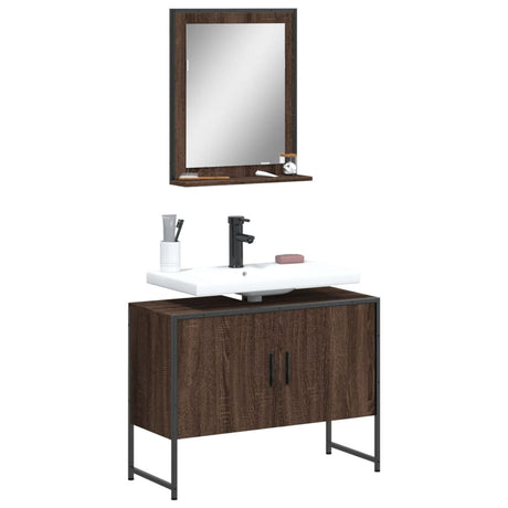 2 Piece Bathroom Cabinet Set Engineered Wood