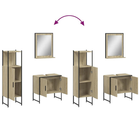 3 Piece Bathroom Cabinet Set Engineered Wood