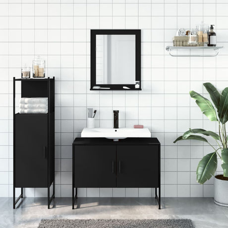 3 Piece Bathroom Cabinet Set Engineered Wood