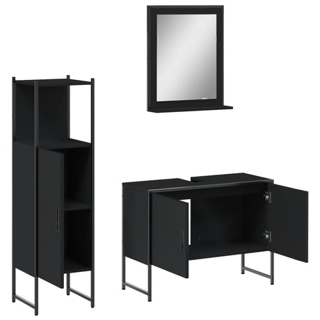3 Piece Bathroom Cabinet Set Engineered Wood