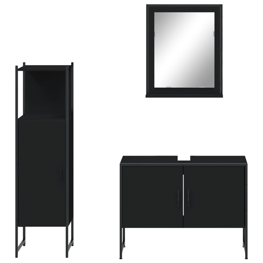 3 Piece Bathroom Cabinet Set Engineered Wood