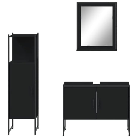 3 Piece Bathroom Cabinet Set Engineered Wood
