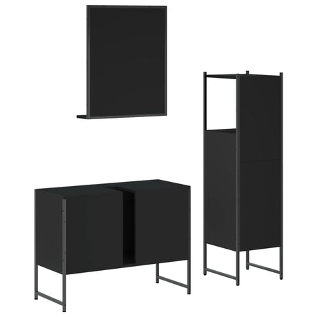 3 Piece Bathroom Cabinet Set Engineered Wood