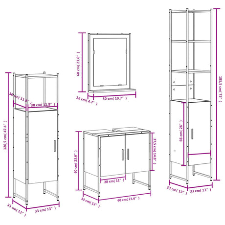 4 Piece Bathroom Cabinet Set Engineered Wood