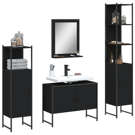 4 Piece Bathroom Cabinet Set Engineered Wood