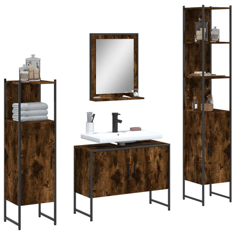 4 Piece Bathroom Cabinet Set Engineered Wood