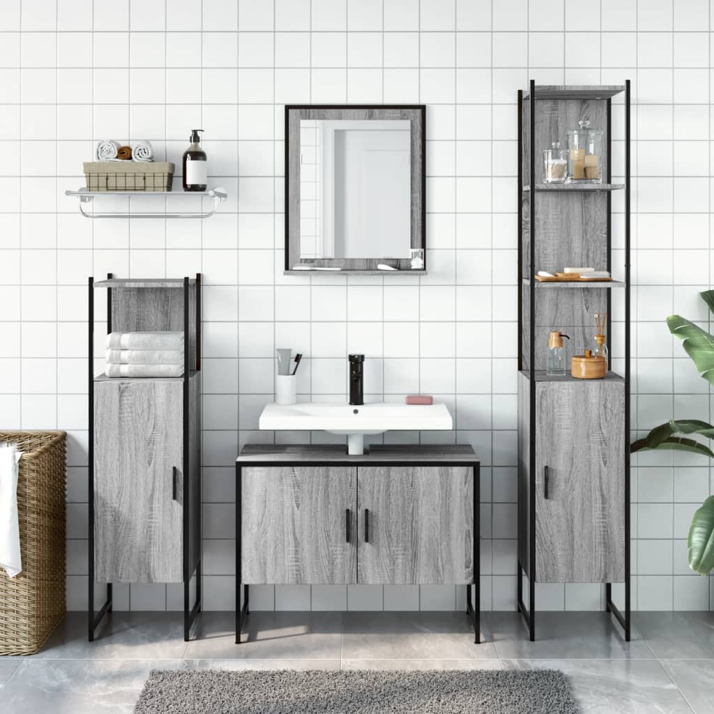 4 Piece Bathroom Cabinet Set Engineered Wood