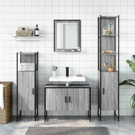 4 Piece Bathroom Cabinet Set Engineered Wood