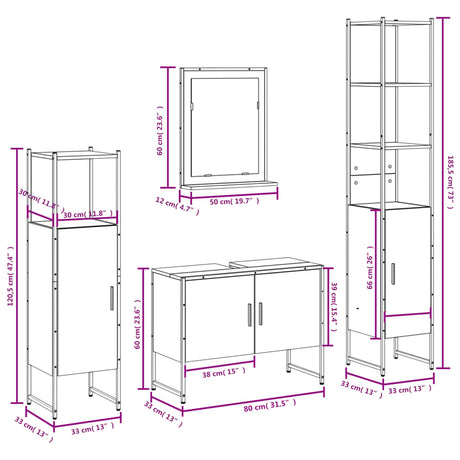 4 Piece Bathroom Cabinet Set Engineered Wood