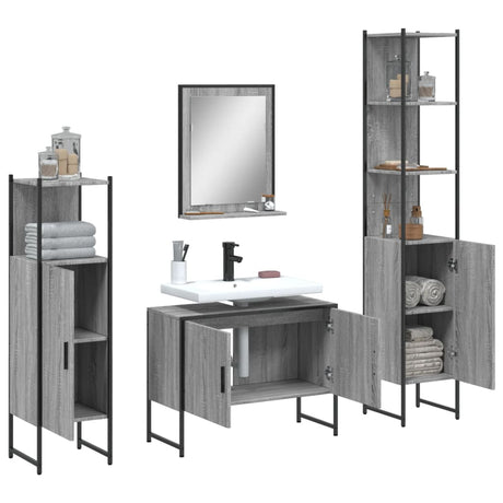 4 Piece Bathroom Cabinet Set Engineered Wood