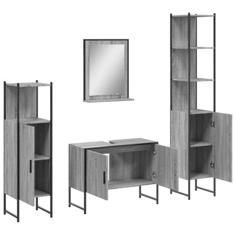 4 Piece Bathroom Cabinet Set Engineered Wood