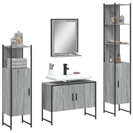 4 Piece Bathroom Cabinet Set Engineered Wood