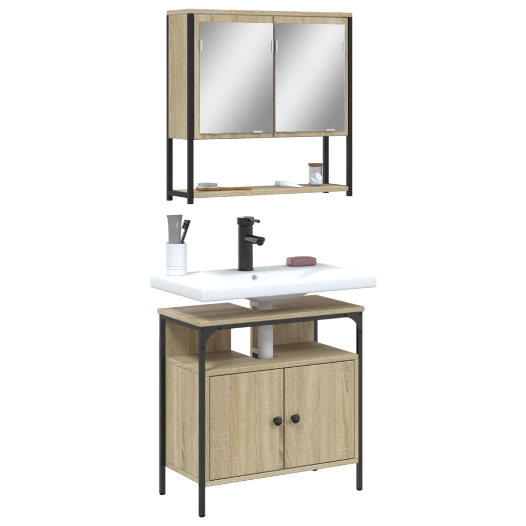 2 Piece Bathroom Furniture Set Engineered Wood