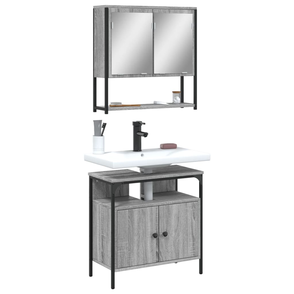 2 Piece Bathroom Furniture Set Engineered Wood
