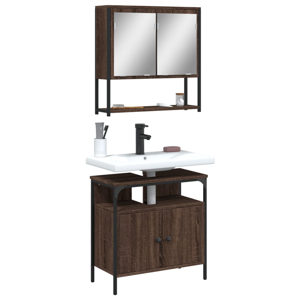 2 Piece Bathroom Furniture Set Engineered Wood