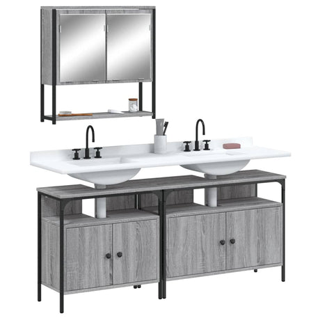 3 Piece Bathroom Furniture Set Engineered Wood