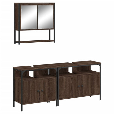 3 Piece Bathroom Furniture Set Engineered Wood