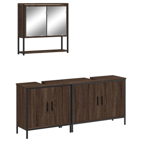 3 Piece Bathroom Furniture Set Engineered Wood