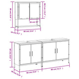 3 Piece Bathroom Furniture Set Engineered Wood