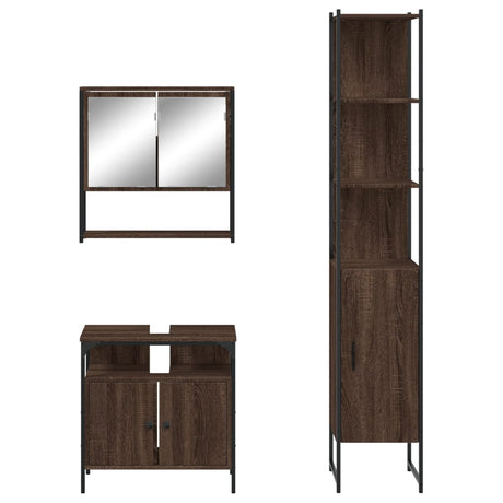 3 Piece Bathroom Furniture Set Engineered Wood