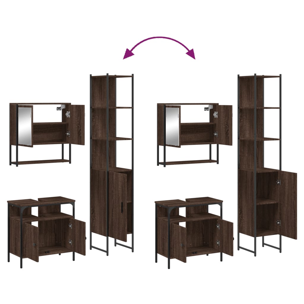 3 Piece Bathroom Furniture Set Engineered Wood
