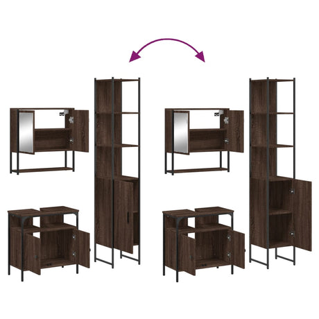 3 Piece Bathroom Furniture Set Engineered Wood