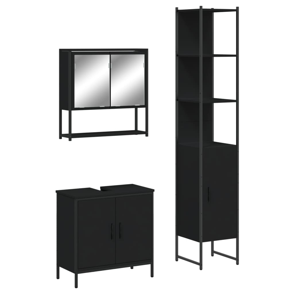3 Piece Bathroom Furniture Set Engineered Wood