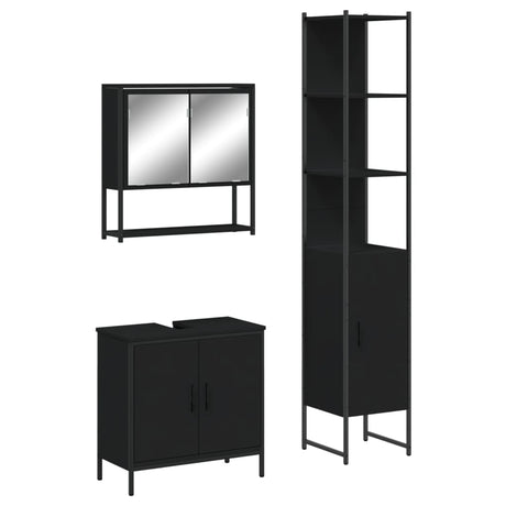 3 Piece Bathroom Furniture Set Engineered Wood