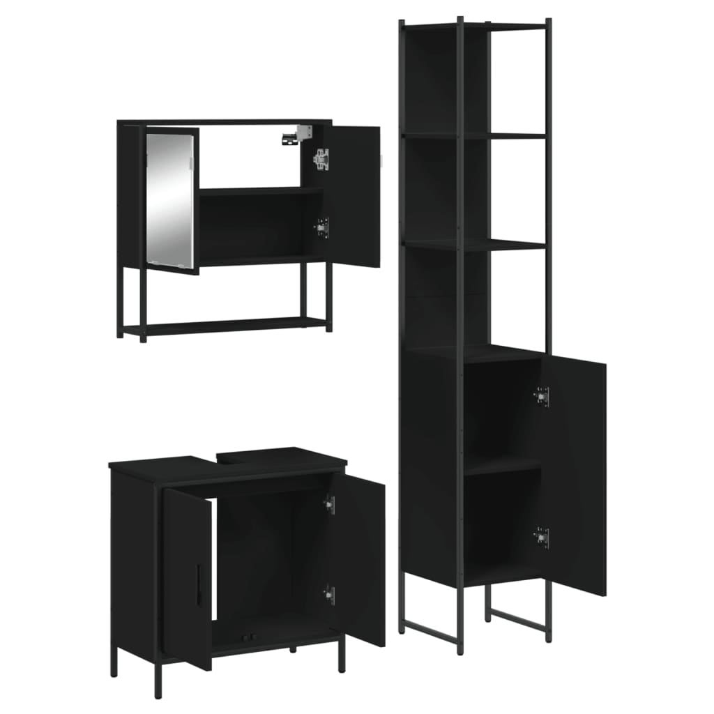 3 Piece Bathroom Furniture Set Engineered Wood