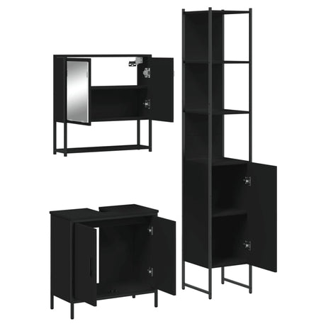 3 Piece Bathroom Furniture Set Engineered Wood