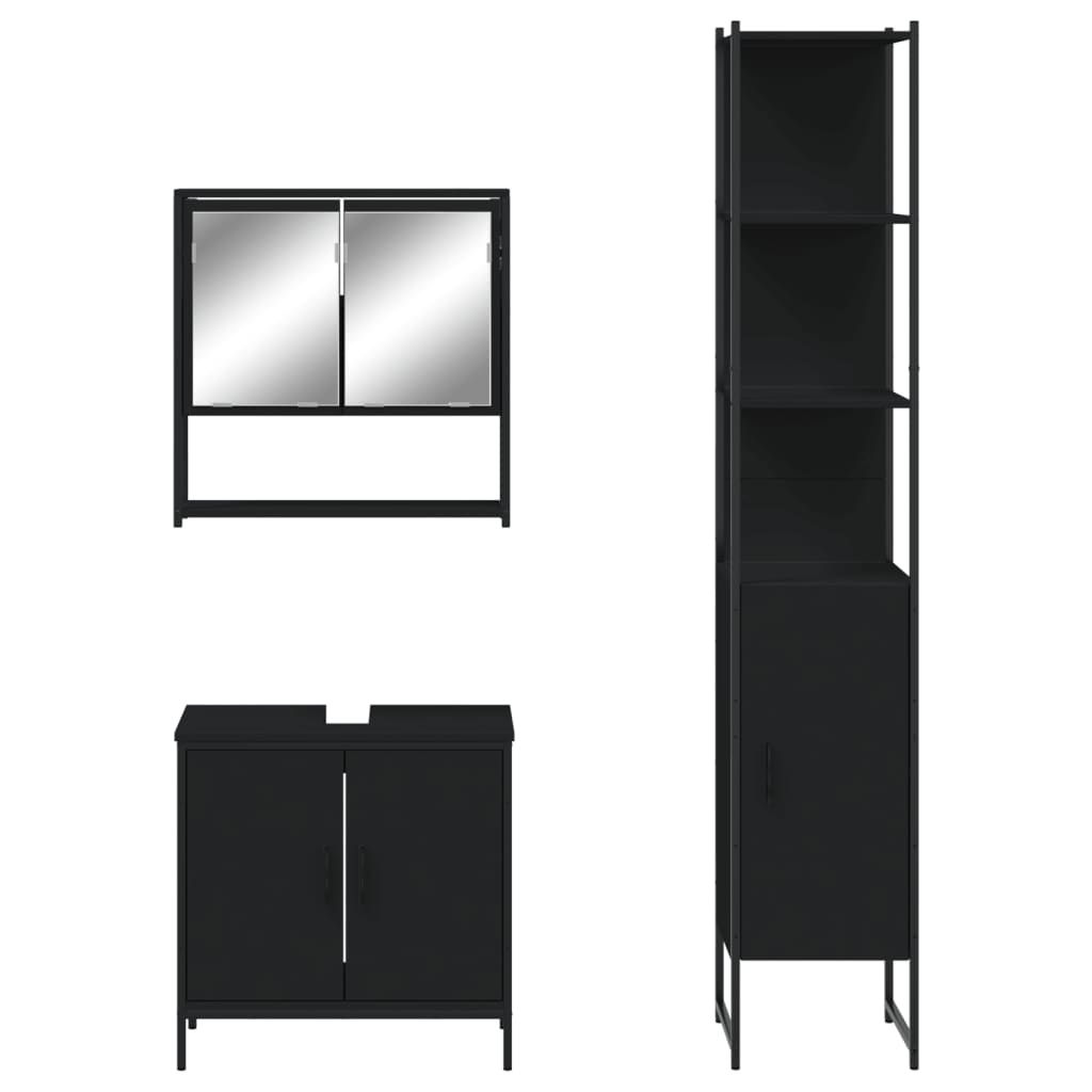 3 Piece Bathroom Furniture Set Engineered Wood