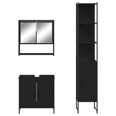 3 Piece Bathroom Furniture Set Engineered Wood