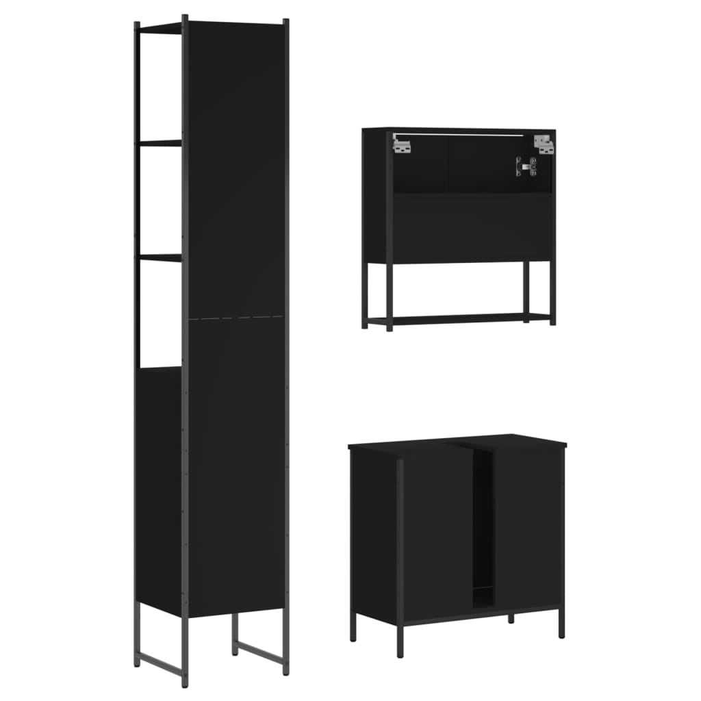 3 Piece Bathroom Furniture Set Engineered Wood