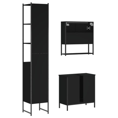 3 Piece Bathroom Furniture Set Engineered Wood