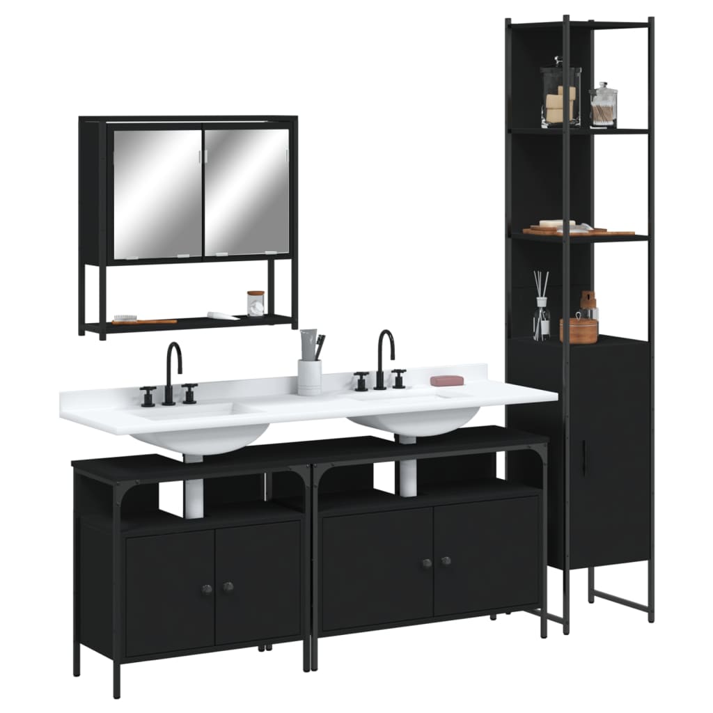 4 Piece Bathroom Furniture Set Engineered Wood