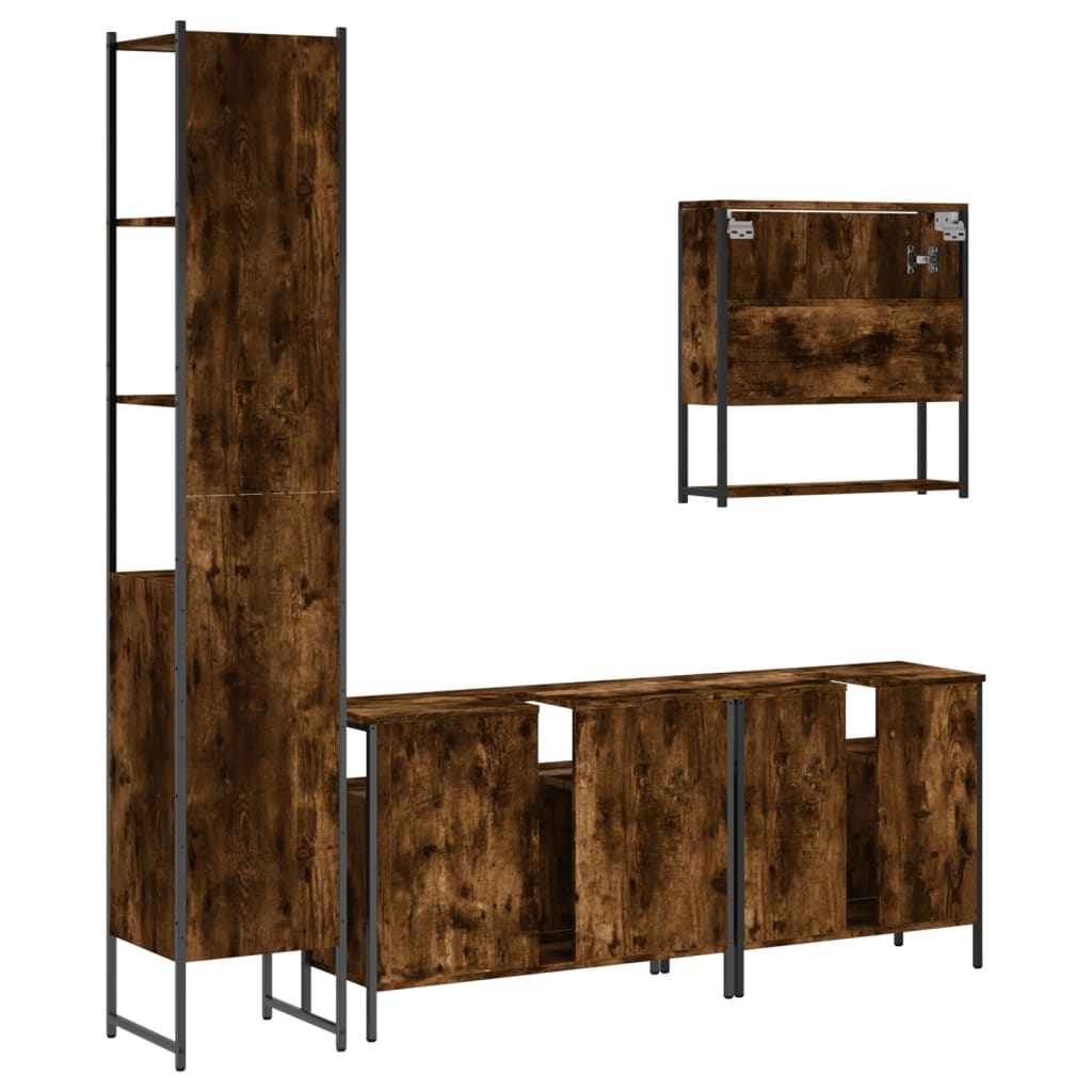 4 Piece Bathroom Furniture Set Engineered Wood