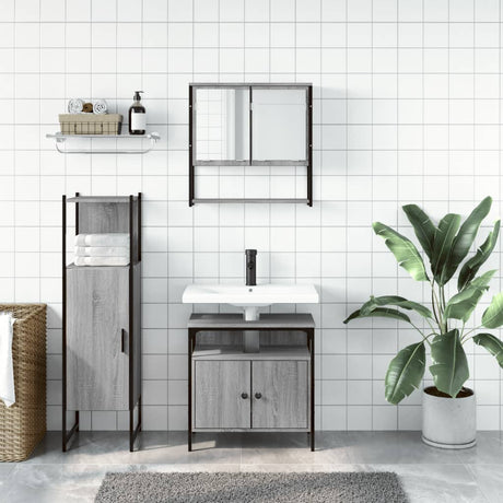 3 Piece Bathroom Furniture Set Engineered Wood