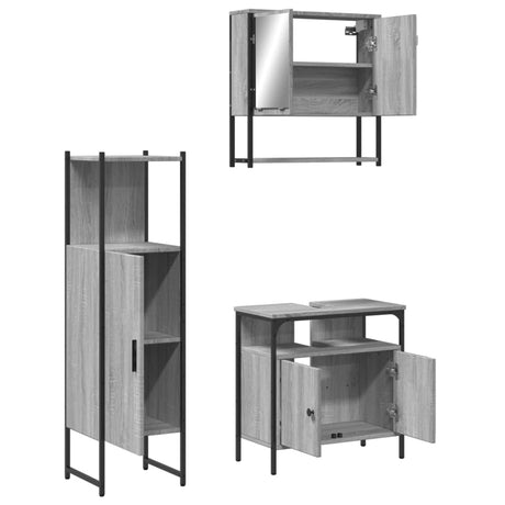 3 Piece Bathroom Furniture Set Engineered Wood