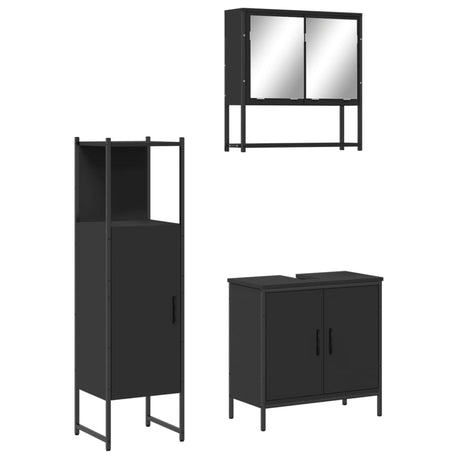 3 Piece Bathroom Furniture Set Engineered Wood
