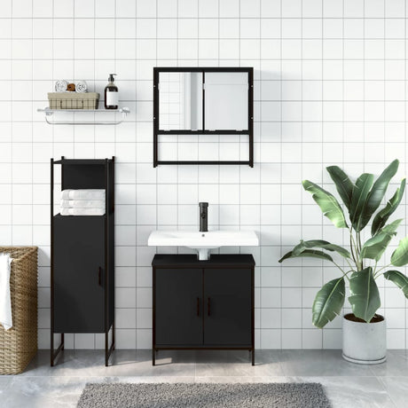 3 Piece Bathroom Furniture Set Engineered Wood