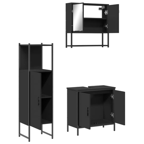 3 Piece Bathroom Furniture Set Engineered Wood