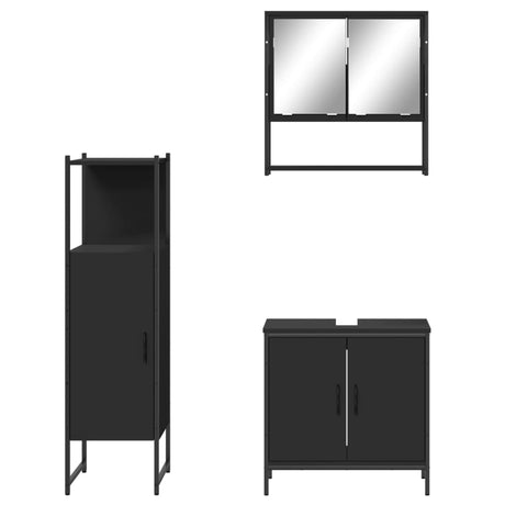 3 Piece Bathroom Furniture Set Engineered Wood