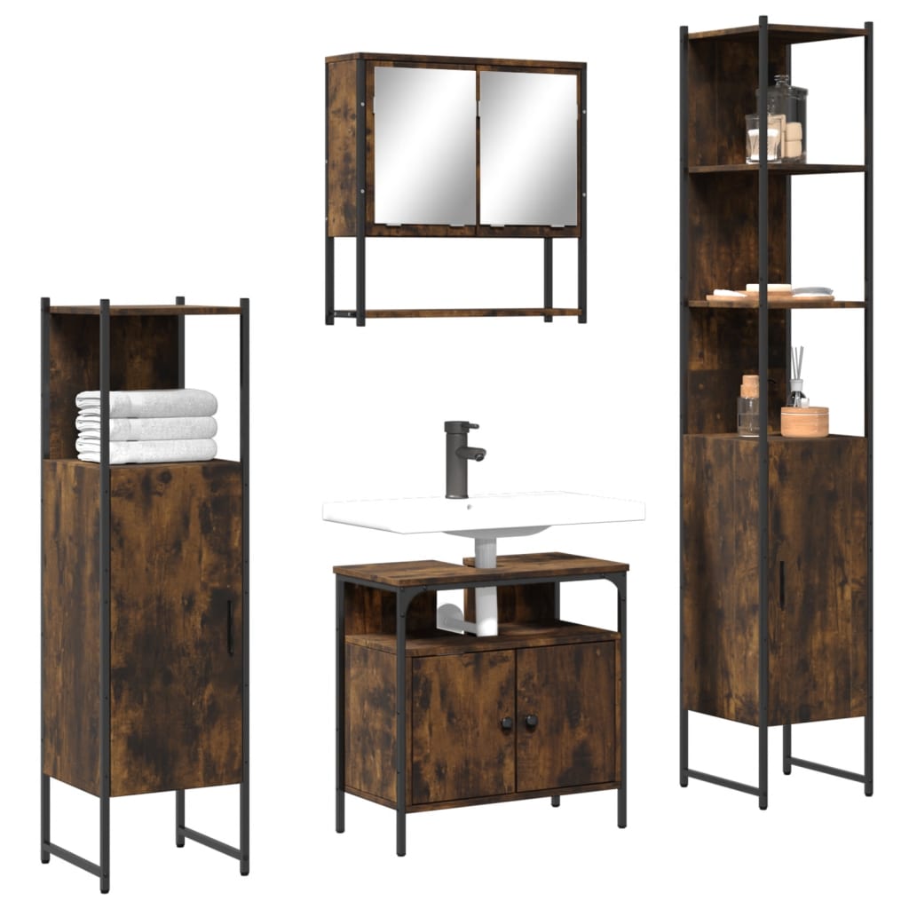 4 Piece Bathroom Furniture Set Engineered Wood
