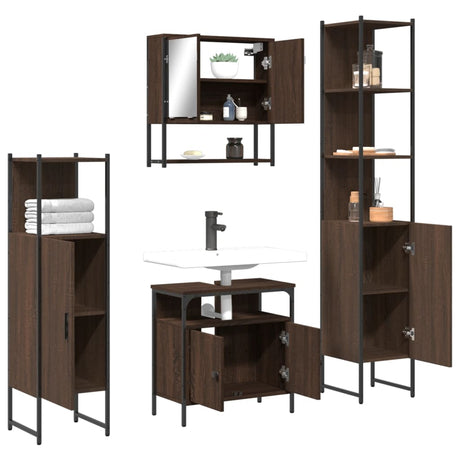 4 Piece Bathroom Furniture Set Engineered Wood