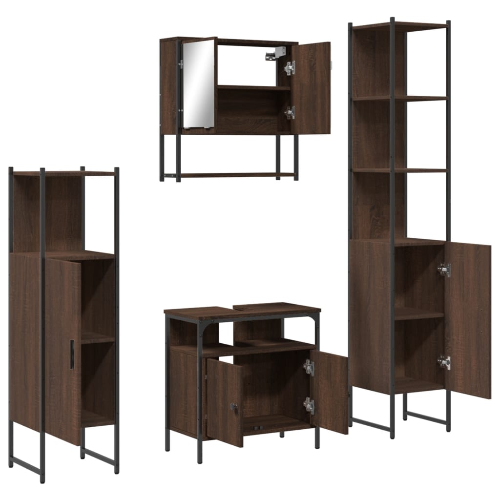 4 Piece Bathroom Furniture Set Engineered Wood