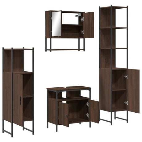 4 Piece Bathroom Furniture Set Engineered Wood