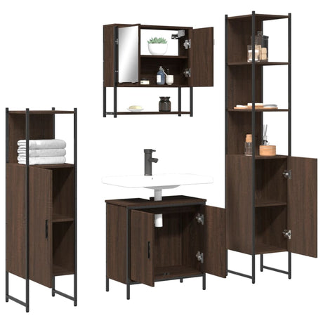 4 Piece Bathroom Furniture Set Engineered Wood