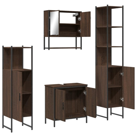 4 Piece Bathroom Furniture Set Engineered Wood